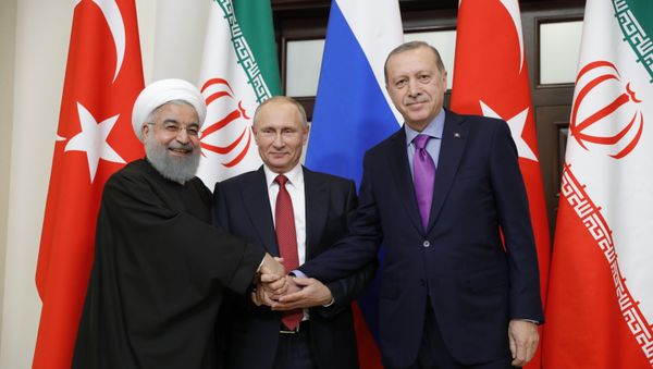 Встреча президента РФ В. Путина с президентом Ирана Х. Рухани и президентом Турции Р. Эрдоганом - Sputnik Армения