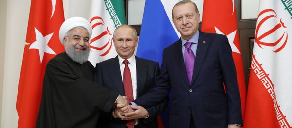Встреча президента РФ В. Путина с президентом Ирана Х. Рухани и президентом Турции Р. Эрдоганом - Sputnik Армения
