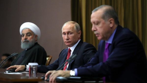 Встреча президента РФ В. Путина с президентом Ирана Х. Рухани и президентом Турции Р. Эрдоганом - Sputnik Армения