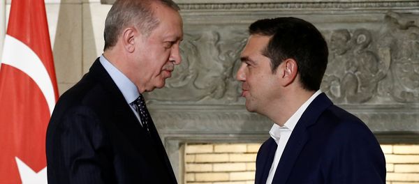 Премьер министр Греции Алексис Ципрас и Президент Турции Реджеп Тайип Эрдоган на совместной пресс-конференции /7 декабря 2017/. Афины, Греция - Sputnik Արմենիա