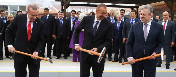 Церемония открытия железной дороги Баку-Тбилиси-Карс - Sputnik Армения